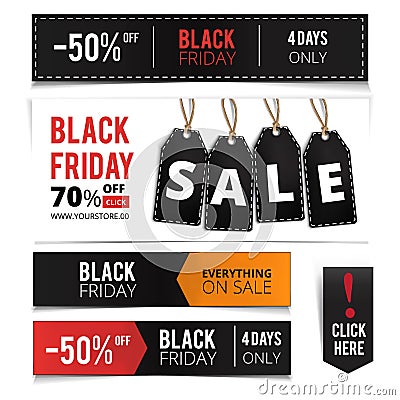 Black Friday Sales Banner Set Stock Photo