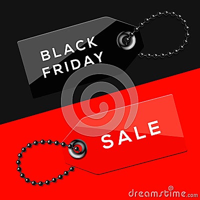 Black Friday sales tags Cartoon Illustration