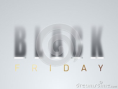 Black Friday Shadow vector banner on white finely patterned texture background. Long shadow effect black letters. Golden friday Vector Illustration