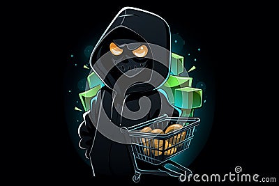 black friday shopping, original icon, symbol, abstract, single color background, cartoon funny style illustration Cartoon Illustration