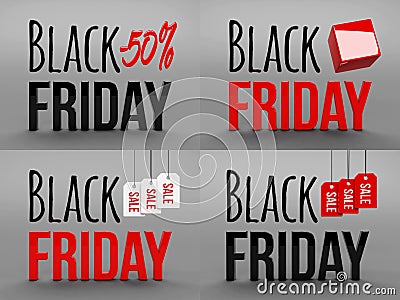 Black friday super sale. Raster illustration. Three-dimensional graphics. Sales, huge discounts. 3d illustration. Cartoon Illustration