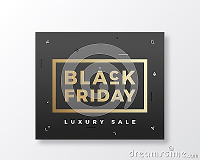 Black Friday Swiss Style Minimal Banner or Flyer. Gold Modern Typogrphy. With Soft Realistic Shadow. Vector Illustration