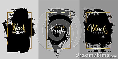 Black Friday.Vector black paint, ink brush stroke, brush, line or texture. Texture artistic design element, box, frame Vector Illustration