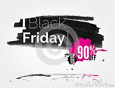 Black Friday watercolor banner with splashes Vector Illustration