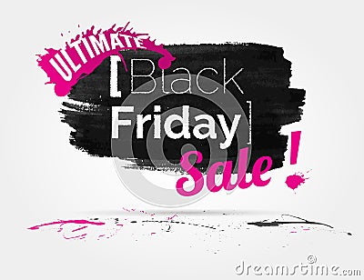 Black Friday watercolor banner with splashes Vector Illustration