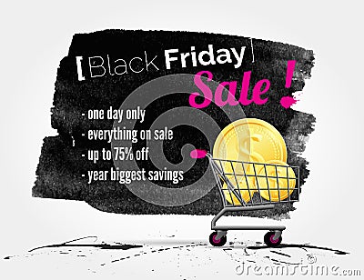 Black Friday watercolor banner with splashes Vector Illustration