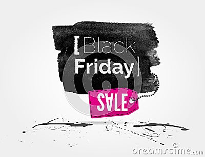 Black Friday watercolor banner with splashes Vector Illustration