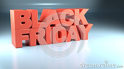 Black Friday words in 3D. Gradient blue background. Elegant pres Stock Photo