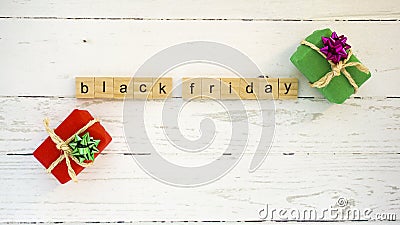 Black Friday.words from wooden cubes with letters photo Stock Photo