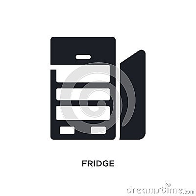 black fridge isolated vector icon. simple element illustration from furniture concept vector icons. fridge editable black logo Vector Illustration