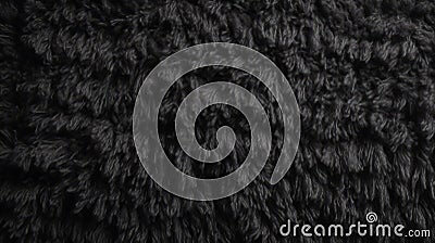 Black Furry Cloth With Looped And Furry Strands - Matte Photo Style Stock Photo