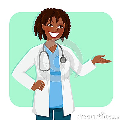 Black fwmale doctor Vector Illustration