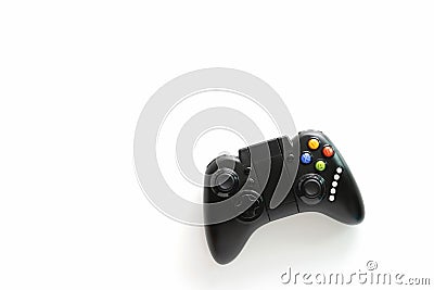 A Black game Joystick isolated on a white background Stock Photo