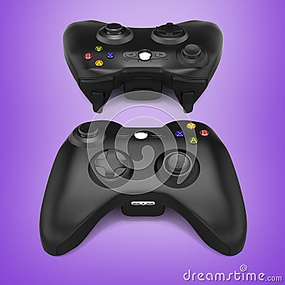 Black gamepads on gradient background 3d Stock Photo