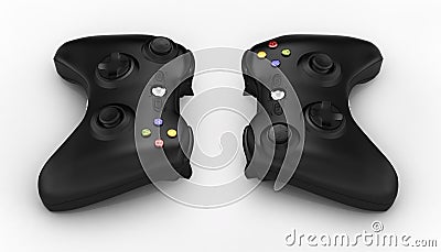Black gamepads isolated on white background 3d Stock Photo