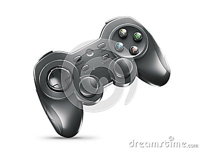 Black gaming joystick isolated on white background 3d Stock Photo