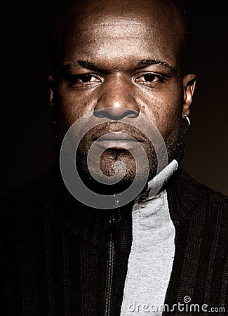 Black gangster men looking serious high contrast Stock Photo