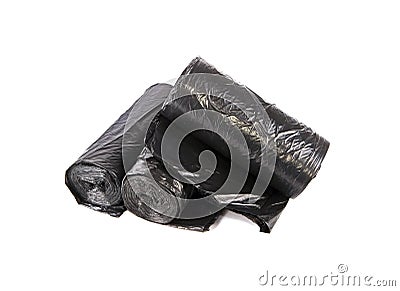 Black garbage bags packages Stock Photo