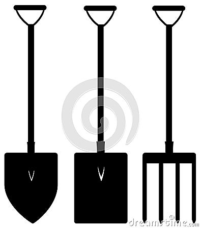 Black gardening tools Vector Illustration