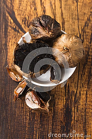 Delicious black garlic Stock Photo