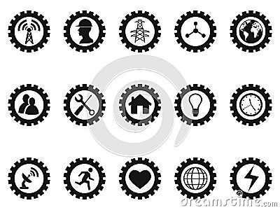 Black gear concept icons set Vector Illustration