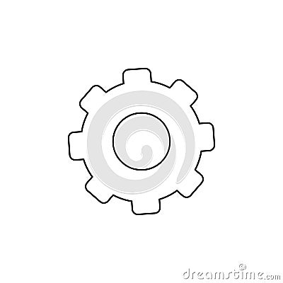 Outlined black gear symbol representing settings, configuration, or technical optimization Vector Illustration