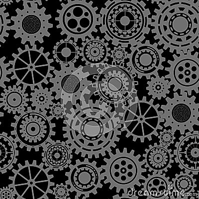 Black gears, steampunk seamless pattern Vector Illustration