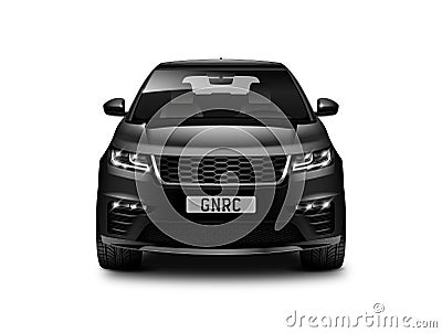 Black Generic SUV Car On White Background Front View With Isolated Path Stock Photo