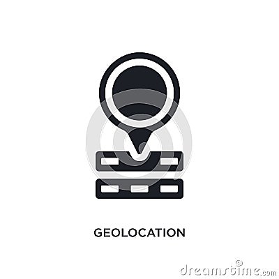 black geolocation isolated vector icon. simple element illustration from big data concept vector icons. geolocation editable black Vector Illustration