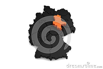 black germany map, with Sachsen-Anhalt region, highlighted in orange. Stock Photo