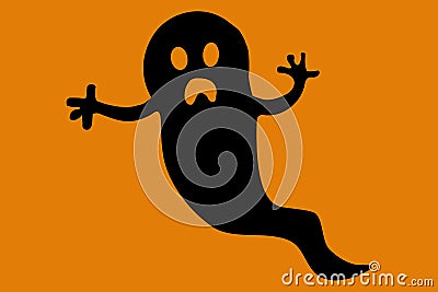 Black ghost over an orange background Stock Photo
