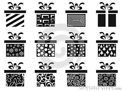 Black gift box icon set Vector Illustration