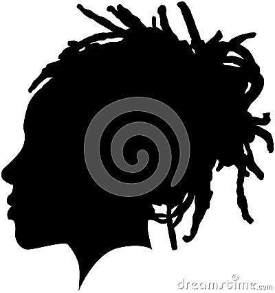Black Girl African American female, African woman profile picture. Black woman from the side with afroharren. African American afr Stock Photo