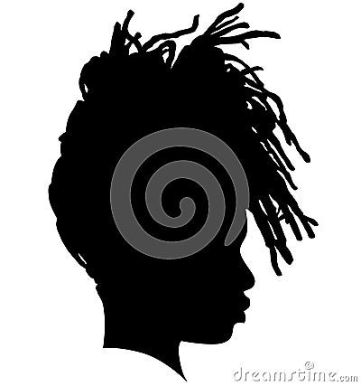 Black Girl African American female, African woman profile picture. Black woman from the side with afroharren. African American afr Stock Photo