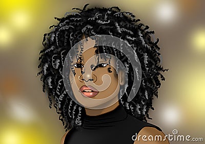 Black girl cartoon illustration for content creation Cartoon Illustration