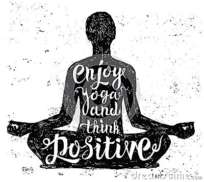 Black girl yoga with text Vector Illustration