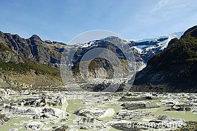 Black Glacier of Mount Tronador - Bariloche - Argentina Stock Photo