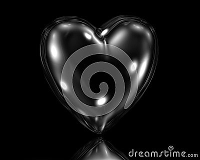 Black glass love heart Stock Photo