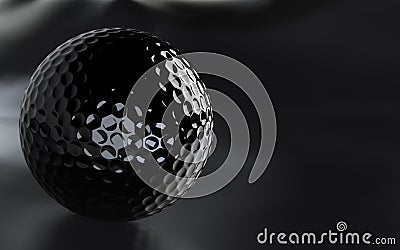 Black, glossy golf ball with alpha channel. Stock Photo