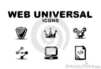 Black glossy web universal icon set Vector Illustration