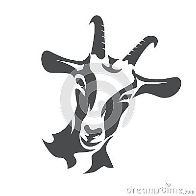 Black goat face stylized vector symbol Vector Illustration