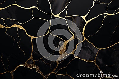 Black and gold abstract kintsugi background Stock Photo