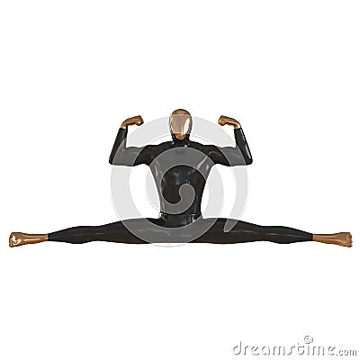 Black gold abstract male mannequin sitting in cross twine on isolated background. 3d rendering Stock Photo