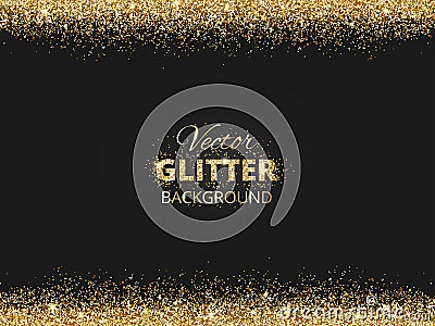 Black and gold background with glitter frame Vector Illustration