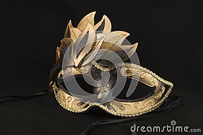 Black and Gold Ballroom Masquerade Mask Stock Photo