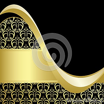 Black and gold bright card with gold pattern - eps Vector Illustration