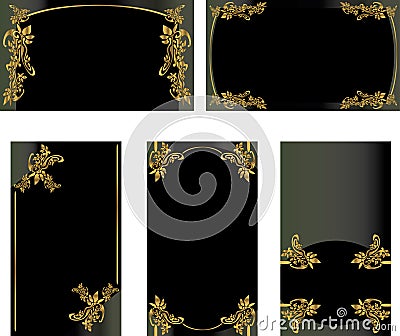 Black gold business card set 2 Vector Illustration