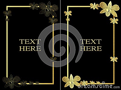 Fancy black and gold floral template for card or invitation Stock Photo