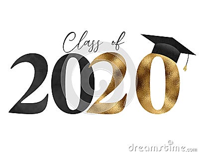 Black Gold Class of 2020 Graduation Stock Photo