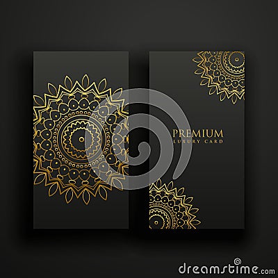 Black and gold luxury mandala cards Vector Illustration